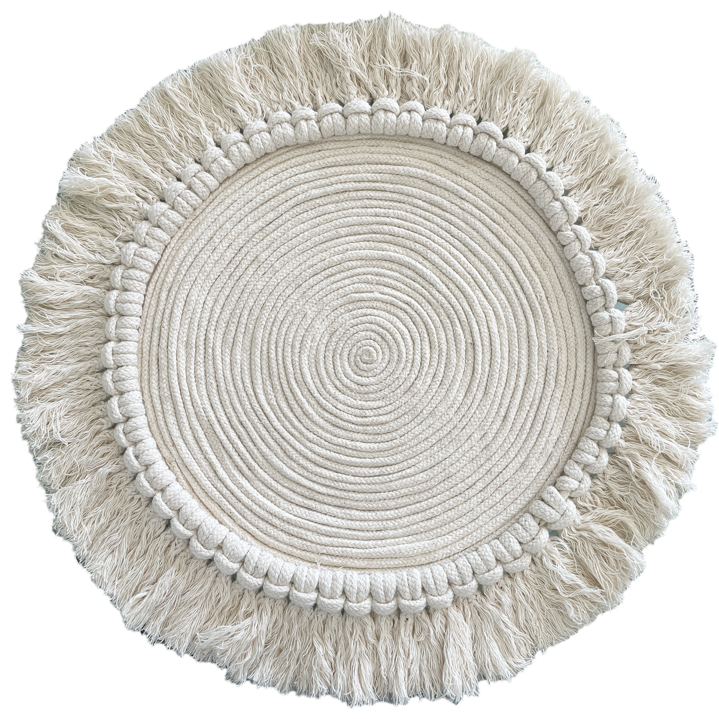 Mantel Individual Redondo Kenia con Flecos – Cuerda Tejida Artesanal para Decoración de Mesa