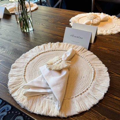 Mantel Individual Redondo Kenia con Flecos – Cuerda Tejida Artesanal para Decoración de Mesa